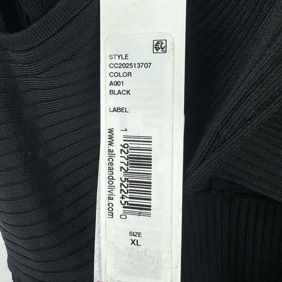 ALICE AND OLIVIA Twist Front Cutout Stretch Cotton Knit Midi Dress In Black XL - Picture 10 of 13